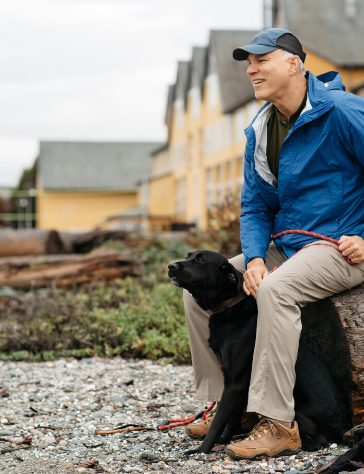 Man with dog at Semiahmoo