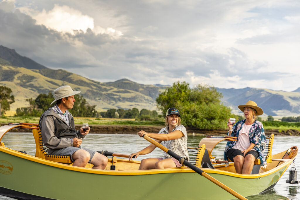 Team Member Rowing Guests on the Yellowstone River